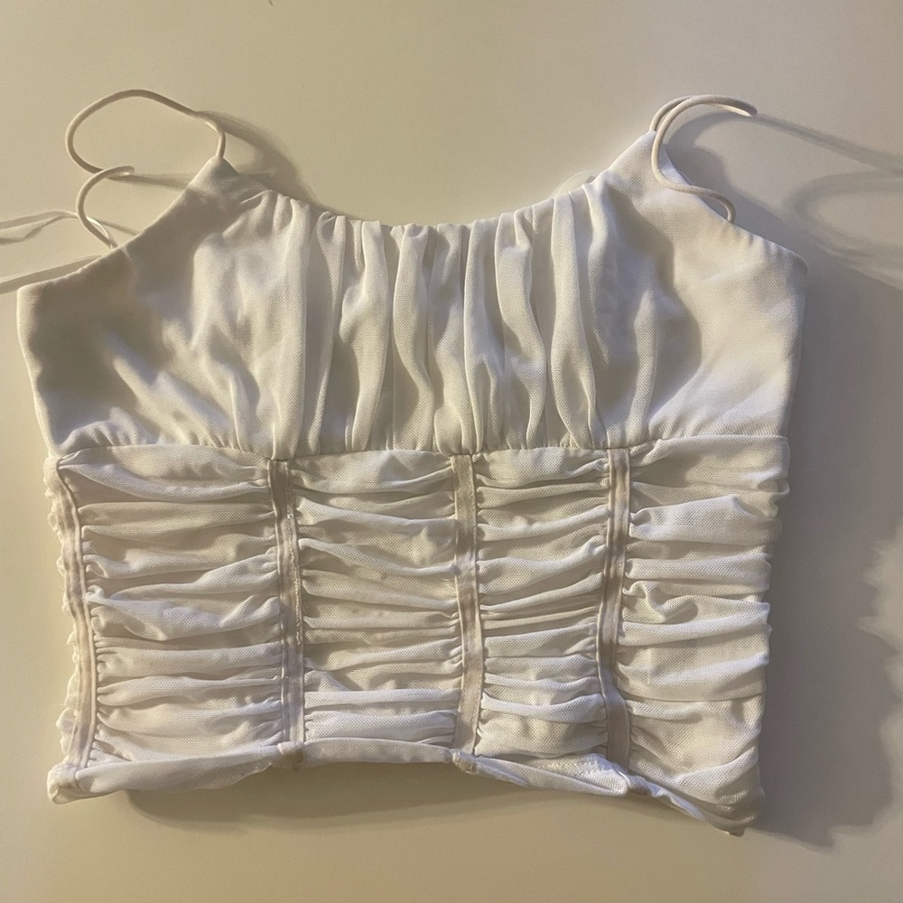 White cropped corset top